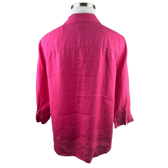 Chico's 100% Linen No Iron Button Up Shirt Pink Women's Size 3 XL 16 Lagonlook - Picture 15 of 16